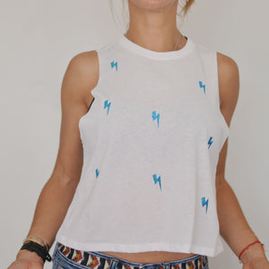 Racerback Cropped Tank - Mini Lightning